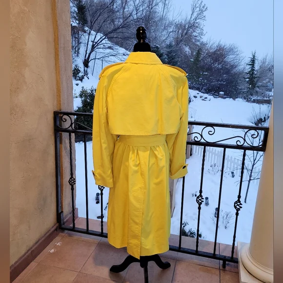 ESCADA, Canary Yellow Belted Trench Coat Vintage, Size 38